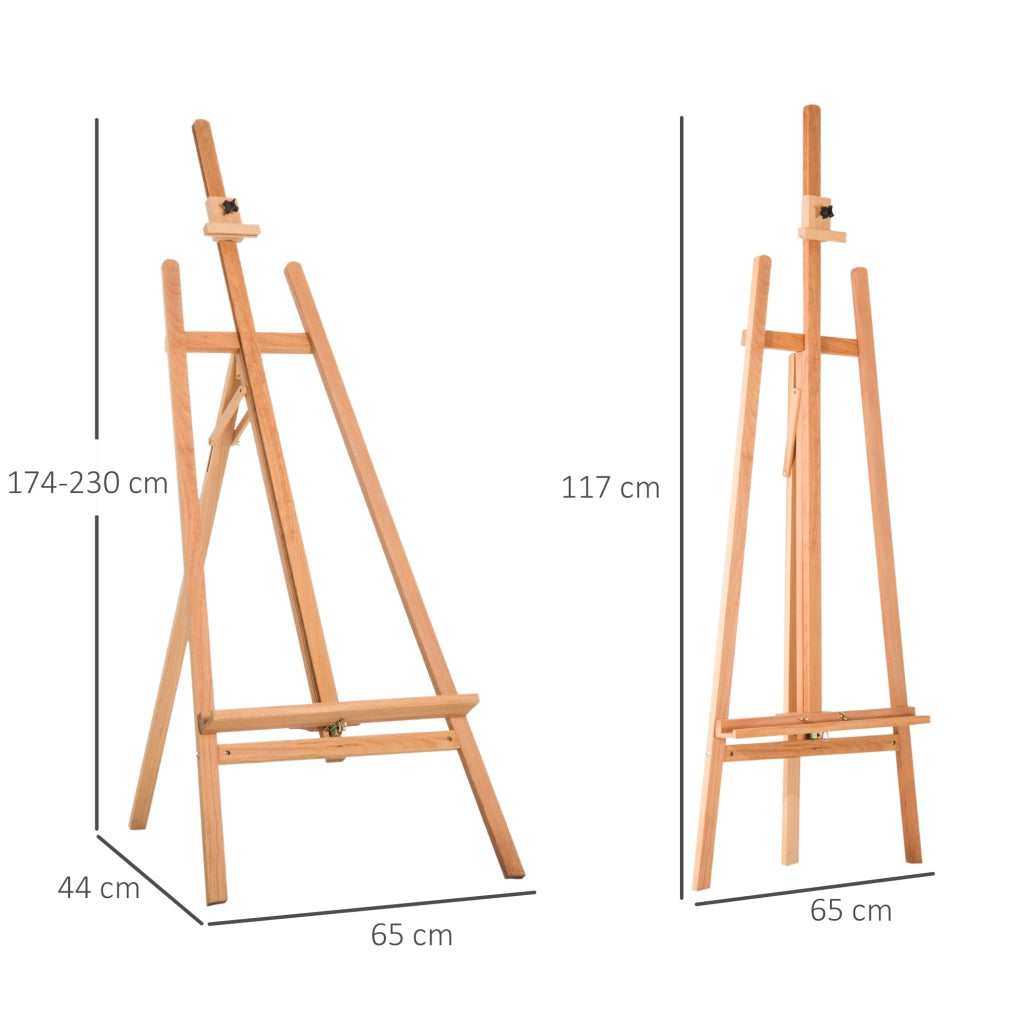 Cavalletto da pittura regolabile in altezza e inclinazione ¨C zephmum ¨C legno di faggio chiaro 65x44x174-230 cm