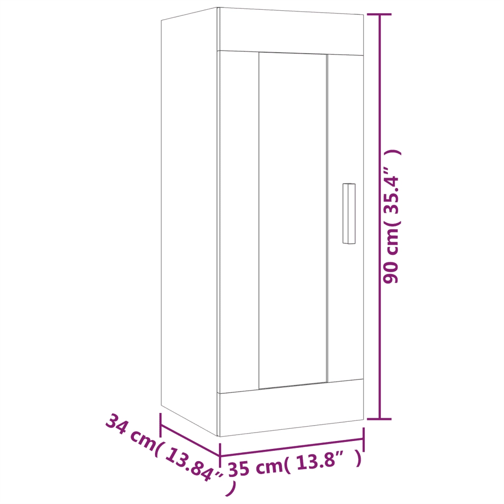 Armadietto a Muro Grigio Cemento 35x34x90 cm Legno Multistrato cod mxl 32774