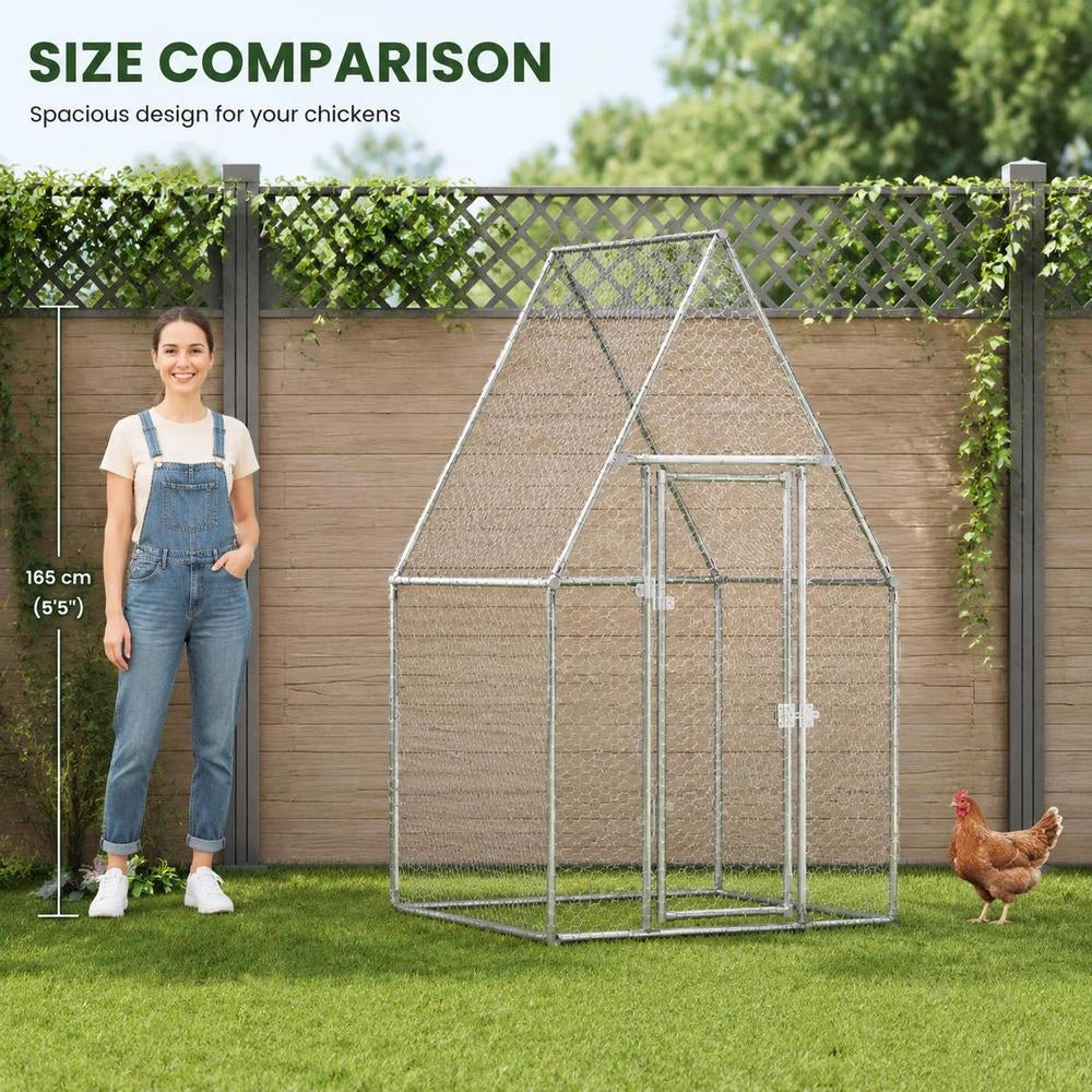 Chicken Cage, Silver, 100x100x190 Cm, Galvanized Steel