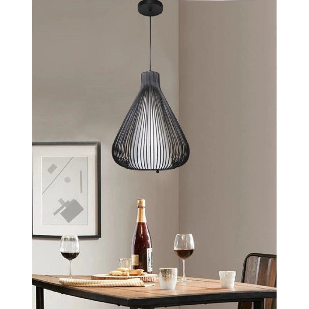 Trade Shop - Lampadario Soffitto Attacco E27 Bianco Nero Moderno Sospensione Regolabile B18 -