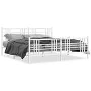 Letto matrimoniale | Letto per adulti | Giroletto con Testiera e Pediera Metallo Bianco 183x213 cm
