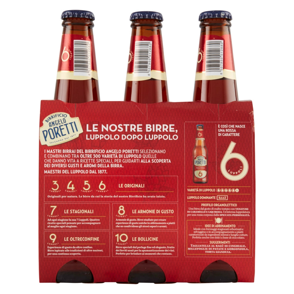 Birrificio angelo poretti birra 6 luppoli bock rossa confezione 3x33 cl