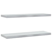 2 pz Mensole a Muro | Scaffale Parete | Ripiano a parete 75x23,5cm Argento in Acciaio Inossidabile