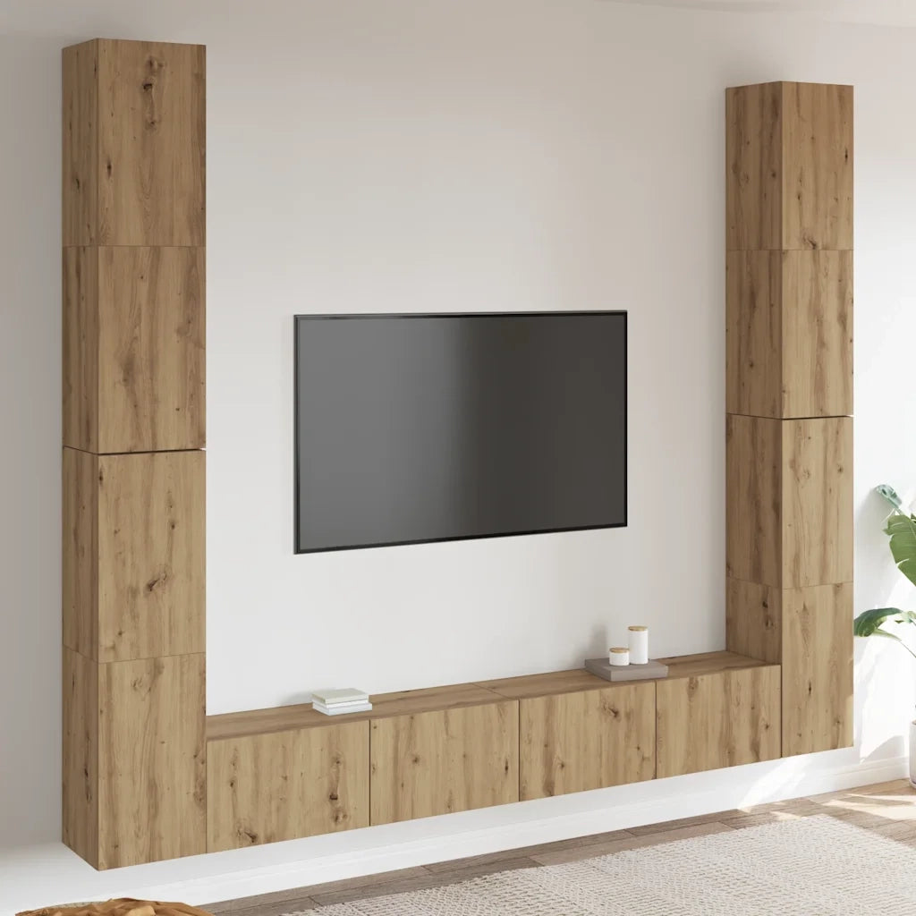 Mobili TV a Parete 6 pz Rovere Artigianale Legno Multistrato 3328988