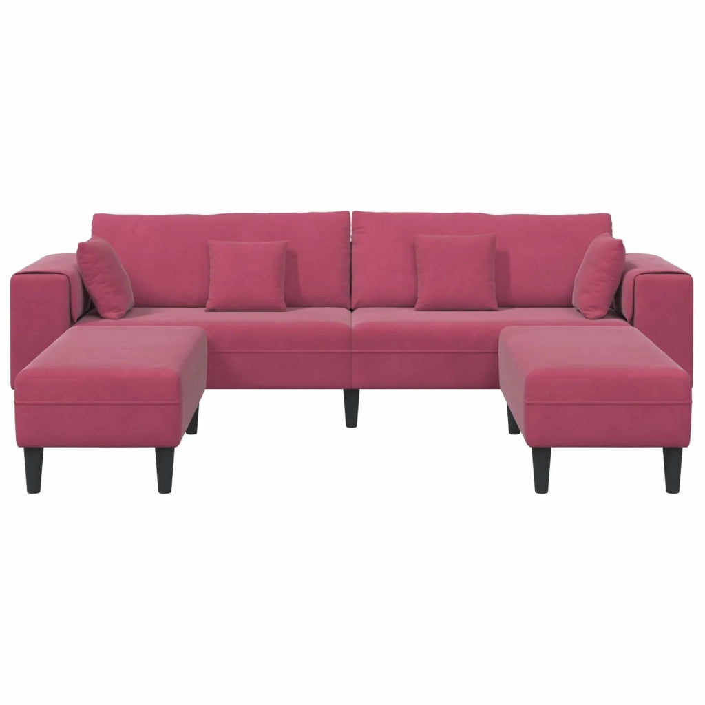 Divano 3 pcs Rosso Vino 250 x 188 x 76 cm Velluto 3335176