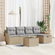 Set Divano da Giardino con cuscino 6 pcs Beige Poly Rattan 3360301