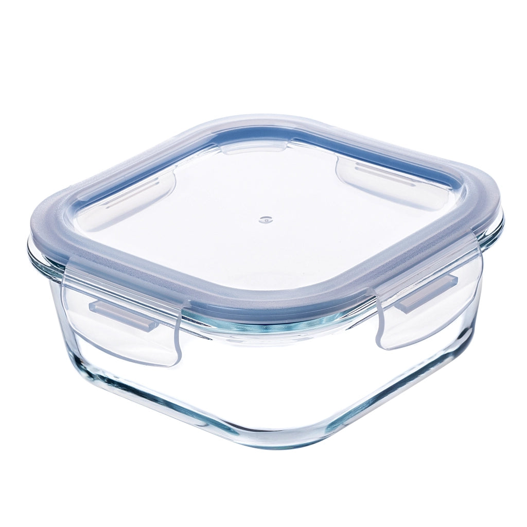 Set di 3 contenitori per alimenti in vetro KADAX con coperchi, scatola quadrata