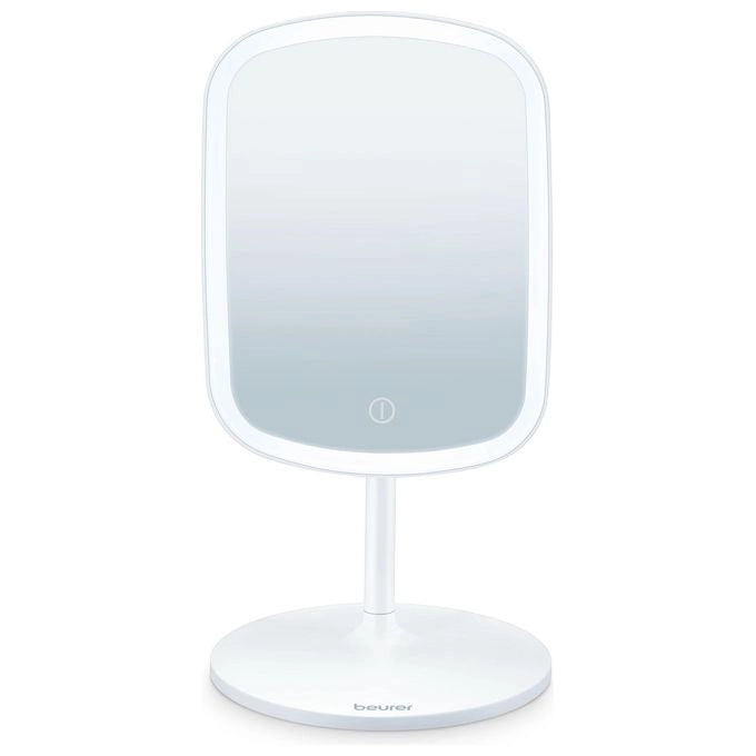 Beurer BS 47 Specchio cosmetico ricaricabile con 33 luci LED e pusante sensor touch -  Specchio con aggancio magnetico no zoom - 3 luci impostabili (calda fredda e naturale) - Con batteria agli ioni di litio per 3 ore di utilizzo senza fili - Funzione d
