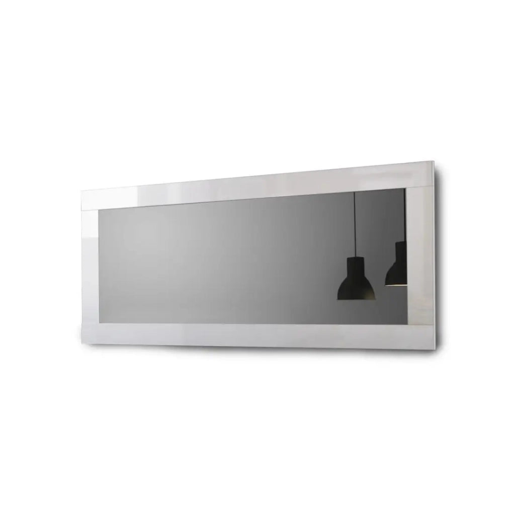Specchio design, 170x75cm, collezione FOLOMI, bordo bianco lucido laccato