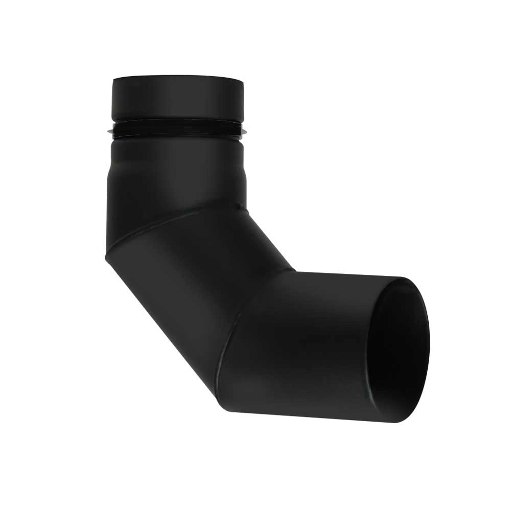 Tubo nero stufa pellet smaltato giunto scomparsa curva 90 DN 80 canna fumaria 600 CE Made in Italy