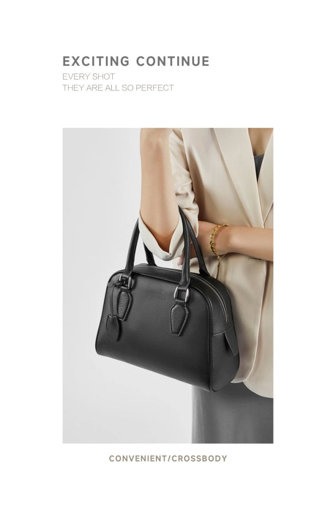 Borsa a tracolla da donna in vera pelle, colore nero.