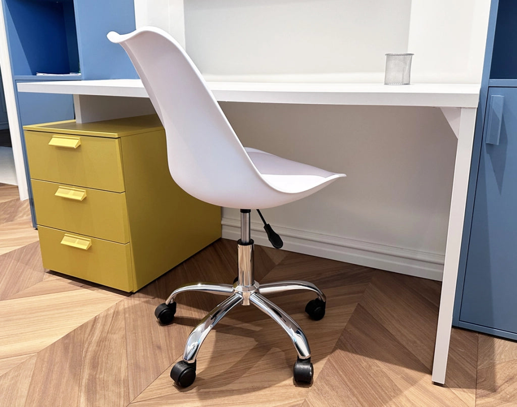 Sedia da ufficio girevole, sedia da scrivania bianca con rotelle - Sally - SU08SAPM