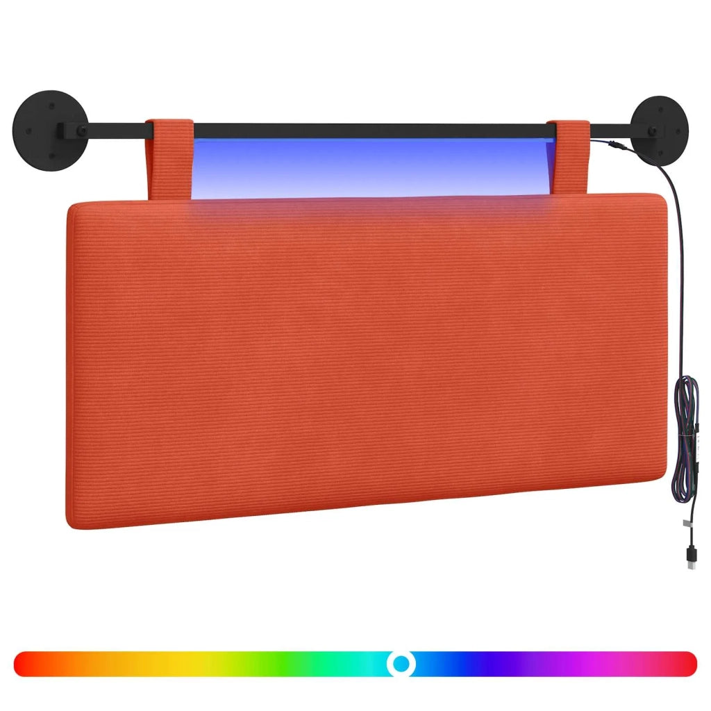 Testiera sospesa Con luce LED Rosso Arancio Tessuto in Cords