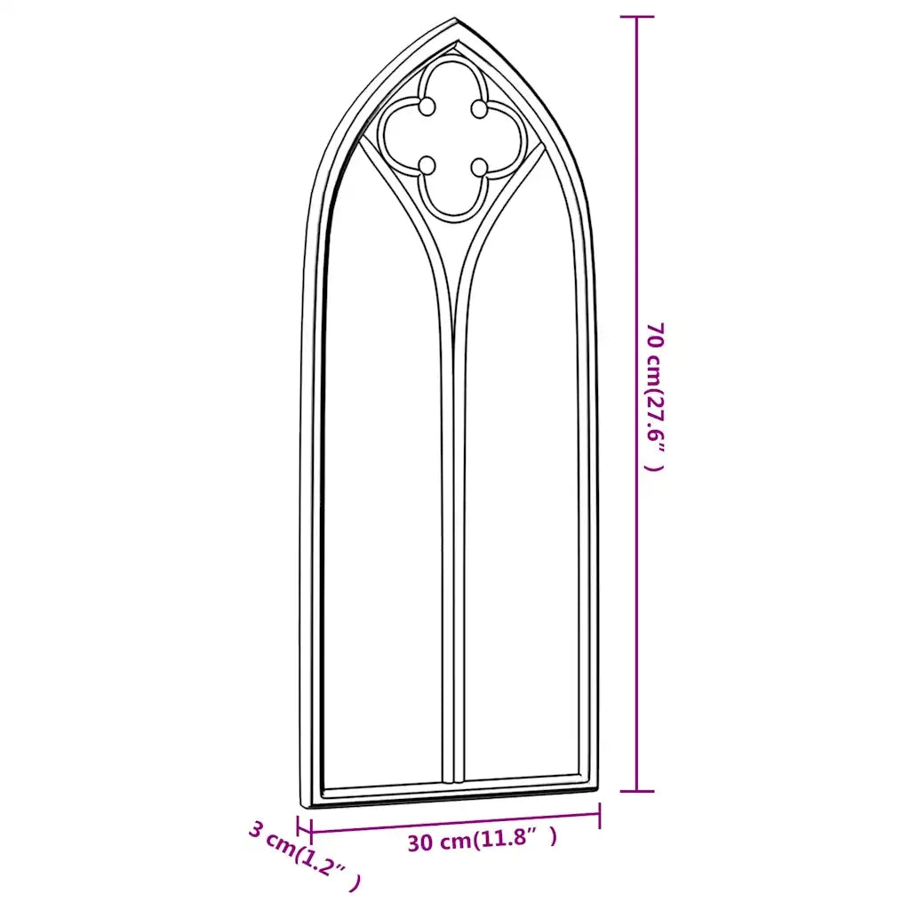 Specchio da Giardino-Specchio Decorativo-Specchio Esterno Nero 70x30 cm in Ferro per Uso Esterno 376422