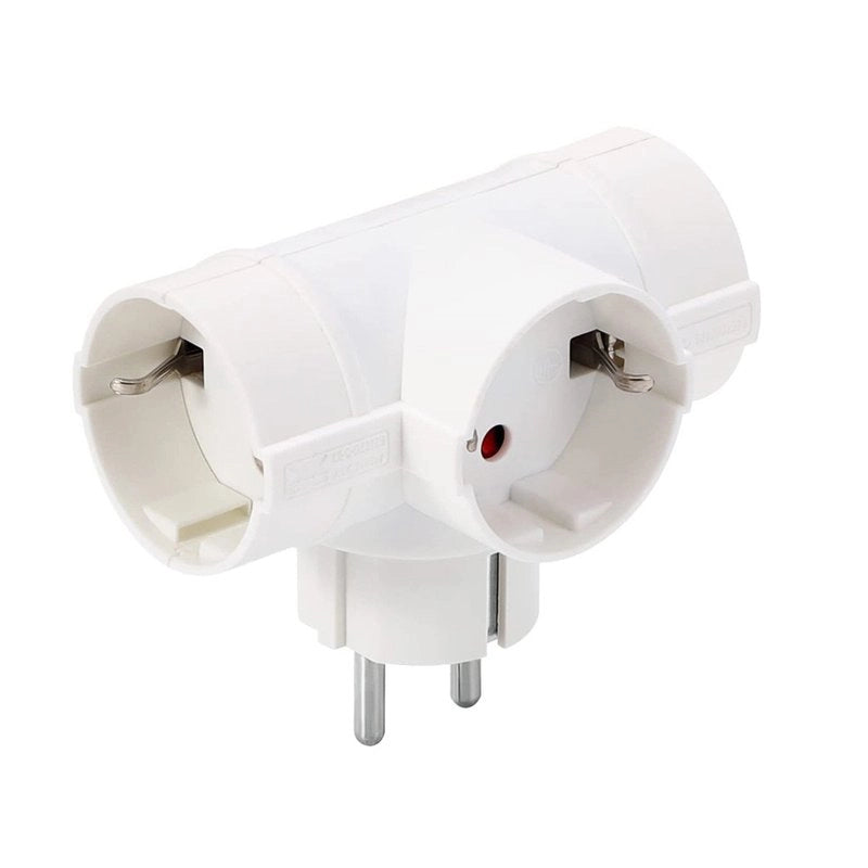Adattatore con 3 Presa Schuko 16A 2P+T Sdoppiatore Schuko Tripla Standard Tedesco e Francese