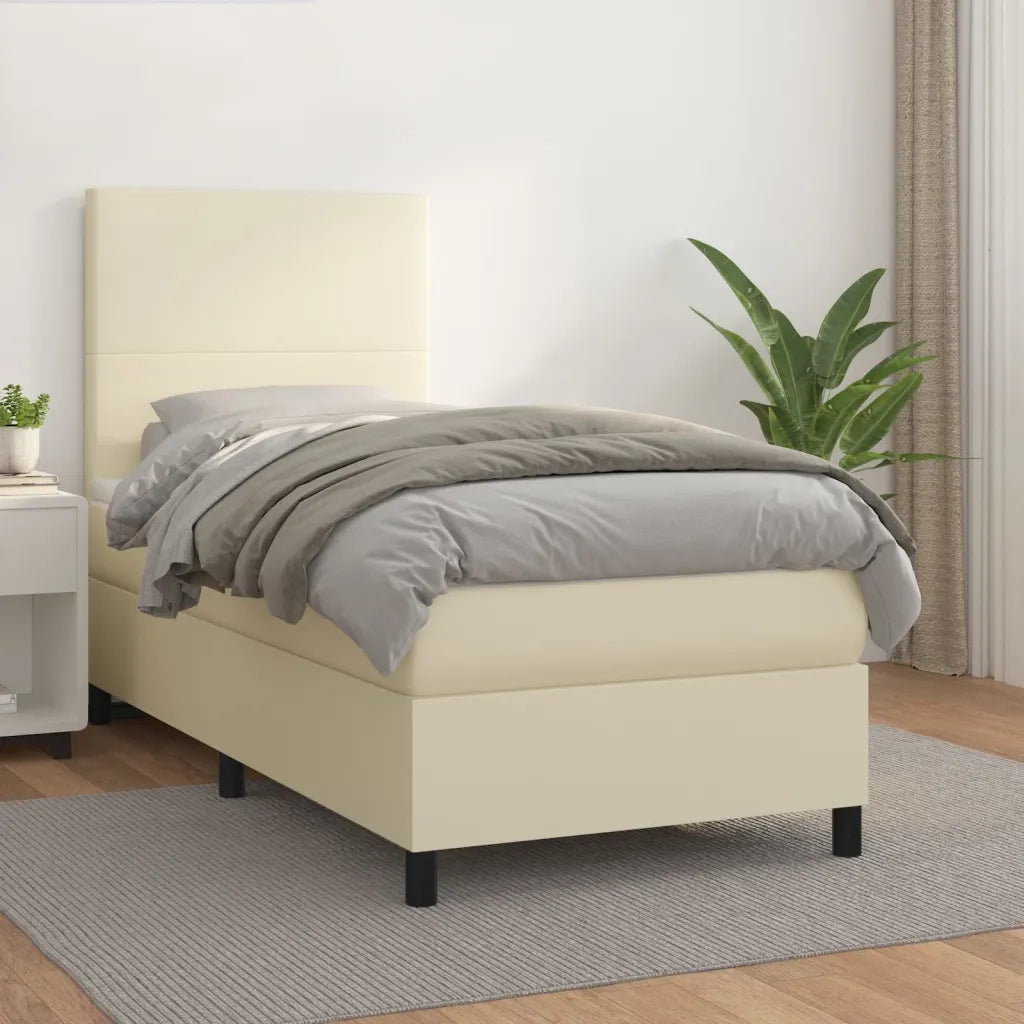 Giroletto a Molle con Materasso Crema 90x190 cm in Similpelle 3142697