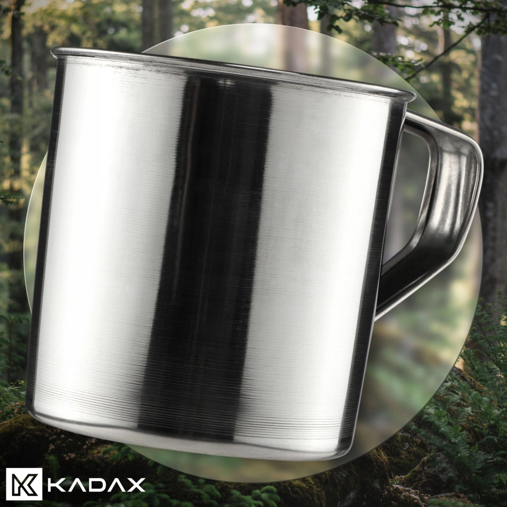 Tazza da turista in acciaio KADAX 500 ml 0,5 l Pentola da pesca in metallo con manico