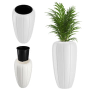 Vaso da giardino alto KADAX con inserto, bianco, 75 cm, in plastica 3D