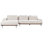 Divano in tessuto ad angolo retto Beige Tessuto Gambe in metallo 3 posti Stile minimalista