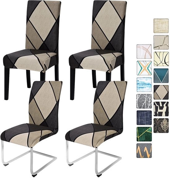 Set di Copricuscini per Sedia - 4/6 pezzi - Setto per Sedia - Copricuscini Rimosibili - Lavabili - Geometria Mocha - Estensione della Durata di Vita - Copricuscini per Sedia 

Modello: Stoelhoezen Stretch 
Codice: 4/6-delice Set