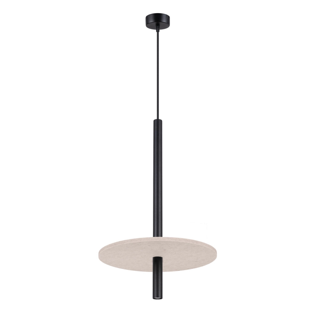 Sospensione TESSIO nera con disco in feltro beige G9