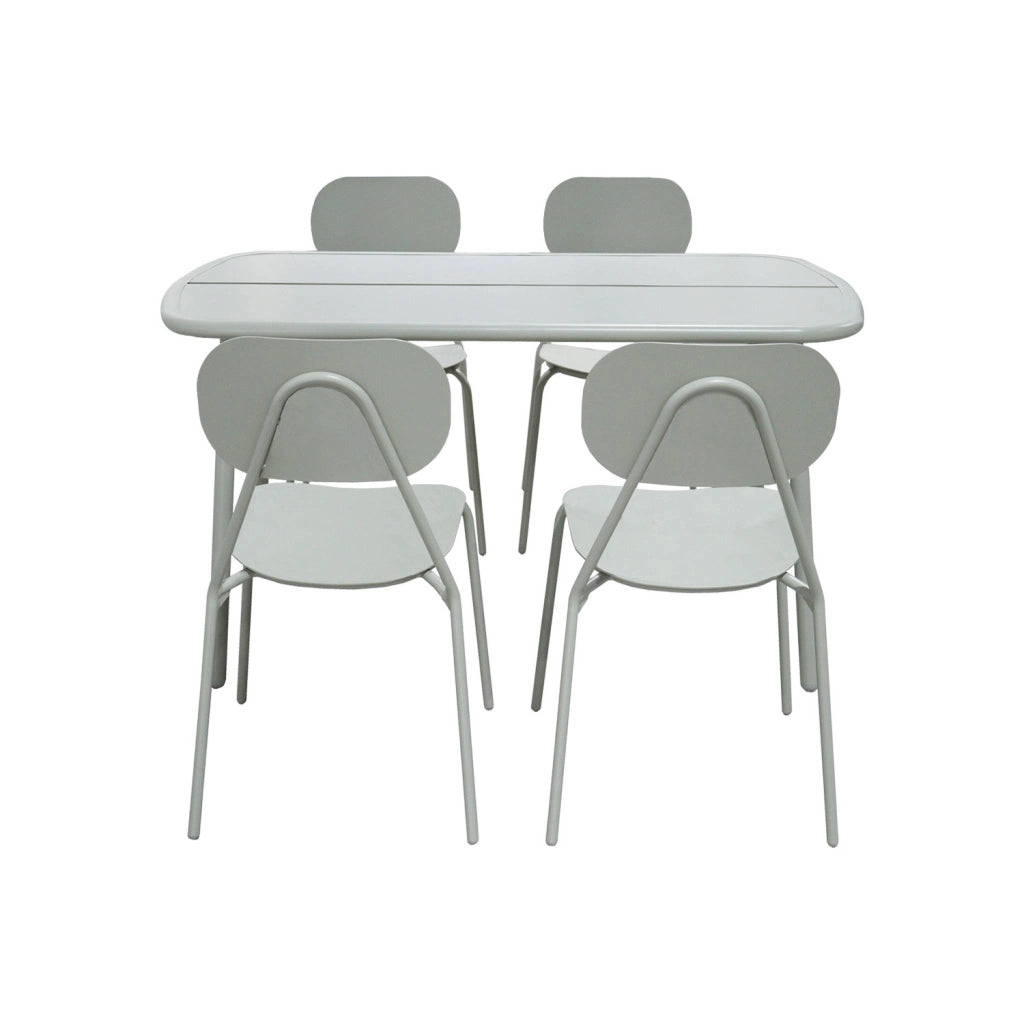 Set tavolo da giardino in alluminio con 4 sedie, grigio