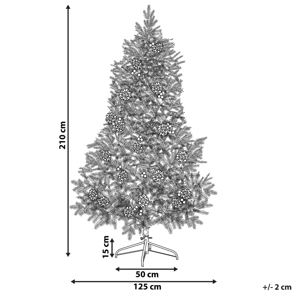 Albero di Natale Artificiale PreIlluminato Verde Innevato Base Nera 210 cm
