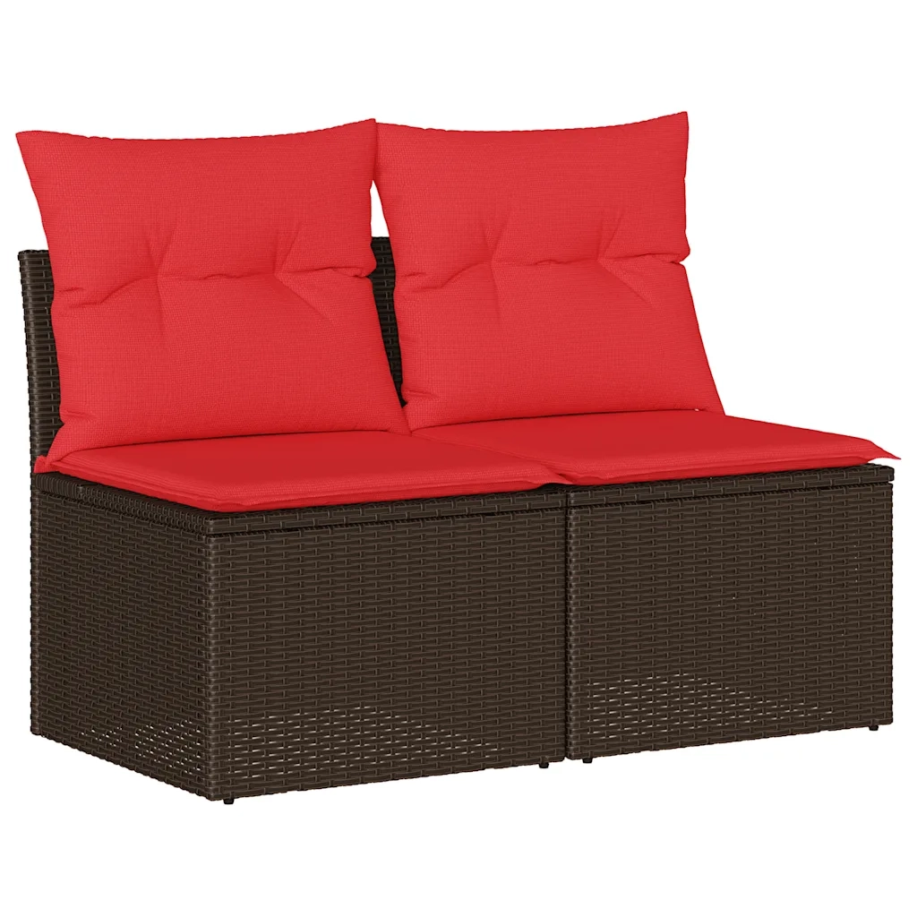 vidaXL Set Divano Giardino 4 pz con Cuscini Marrone Polyrattan Acacia