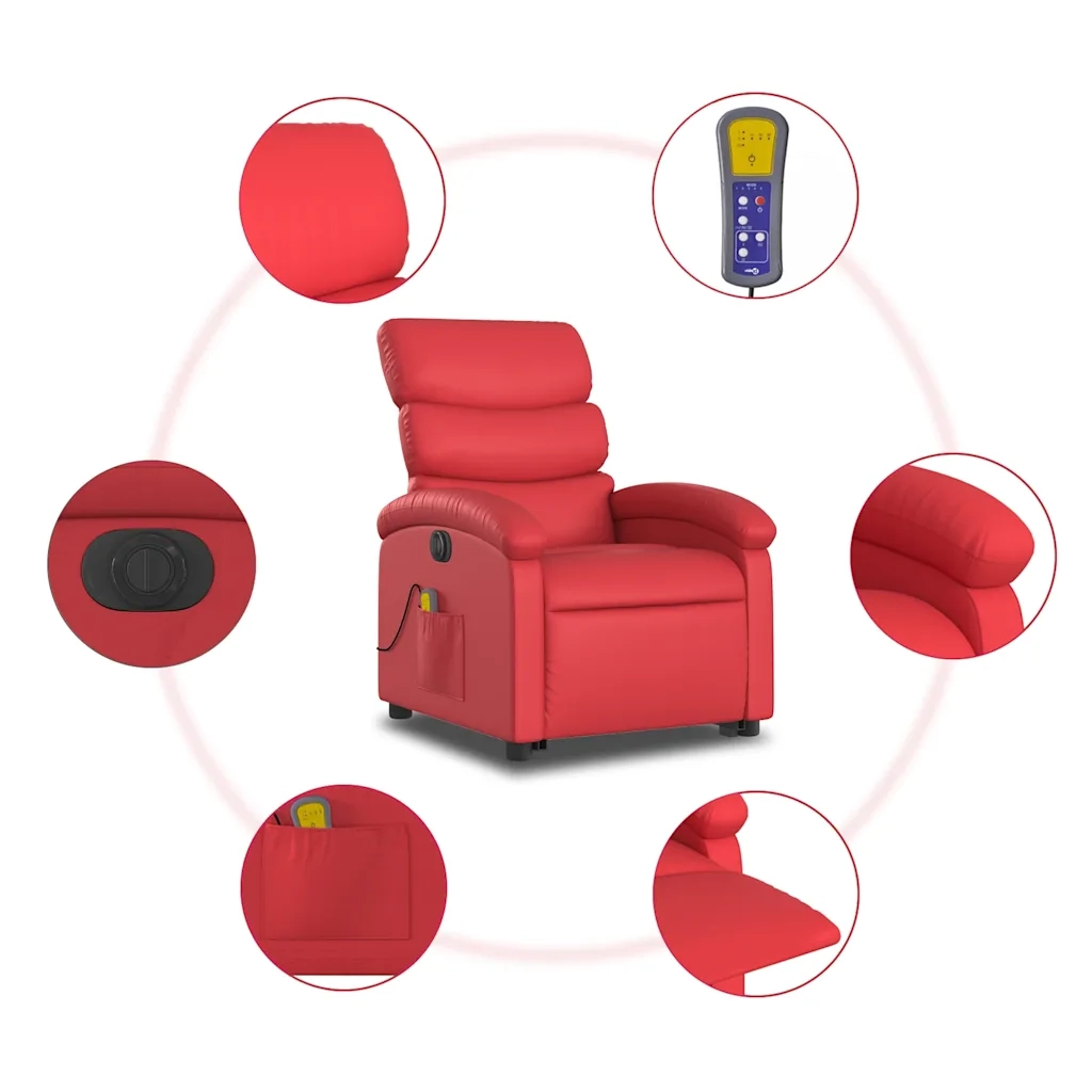 Poltrona Alzapersona Reclinabile Elettrica Rossa in Similpelle 3204066