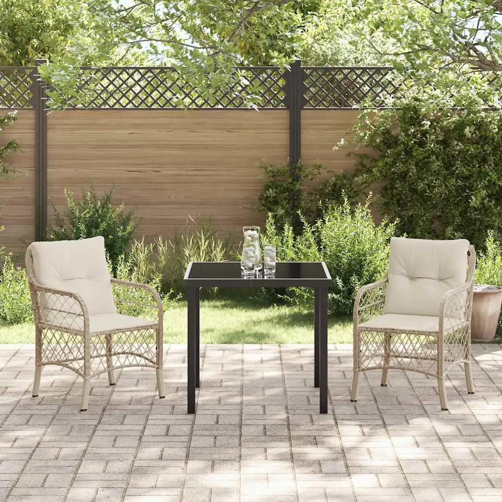 Set da Pranzo per Giardino con cuscino 3 pcs Beige polyrattan 3380225