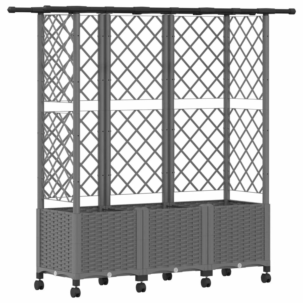 Letto Rialzato con Griglia e Tetto Grigio Chiaro PP 3423127