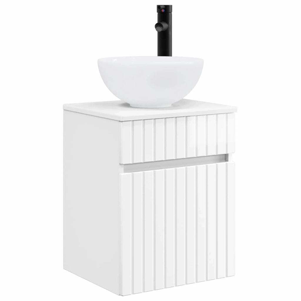 Mobile lavabo da parete Bianco Lucido 39 x 35 x 63 cm 890546