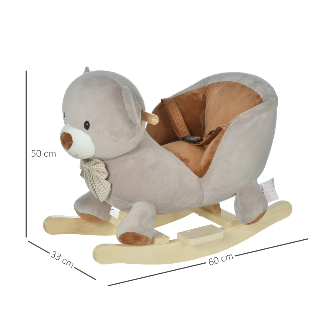 Cavallo a Dondolo a Forma di Orso con Suoni ¨C zephmum ¨C Grigio 60x33x50cm