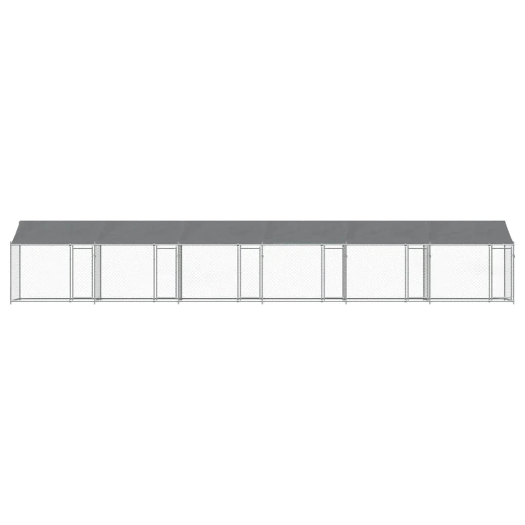 Trasportino per cani con tetto/porte 12 x 2 x 2 m acciaio zincato grigio 02_0041638