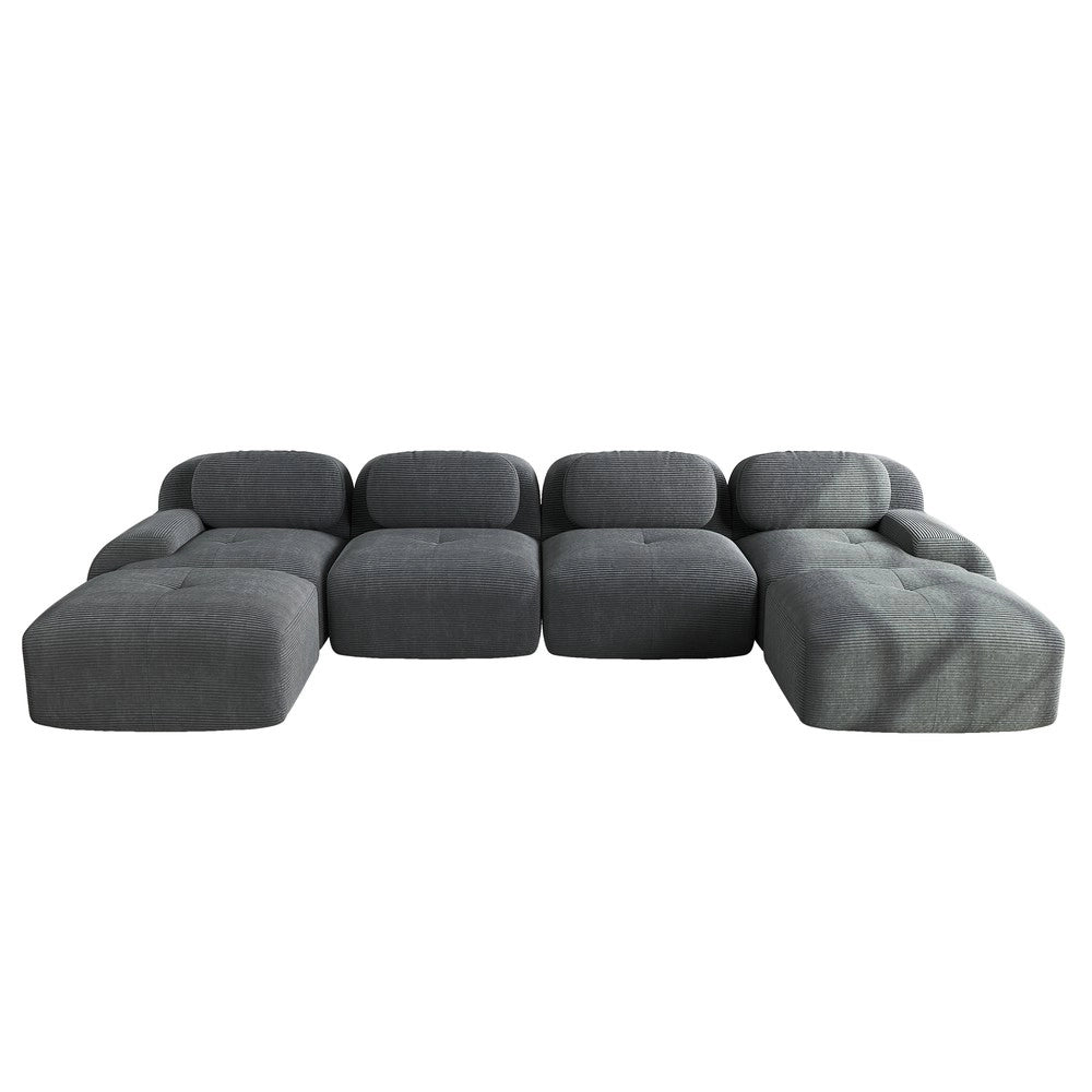 Divano 3 posti ¨C Minimal ¨C grigio tessuto imbottito con braccioli larghi, adatto a animali