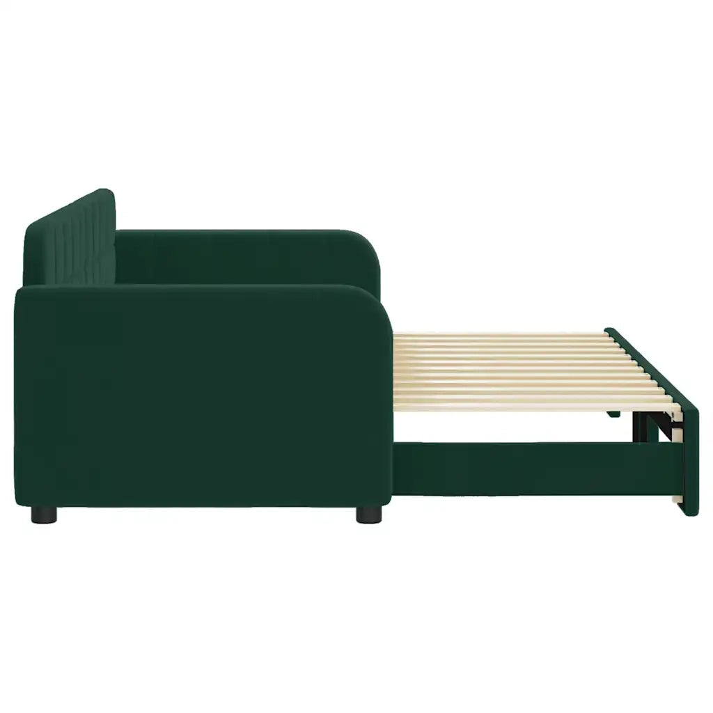 Divano Letto con Letto Estraibile Verde Scuro 80x200cm Velluto 3196924
