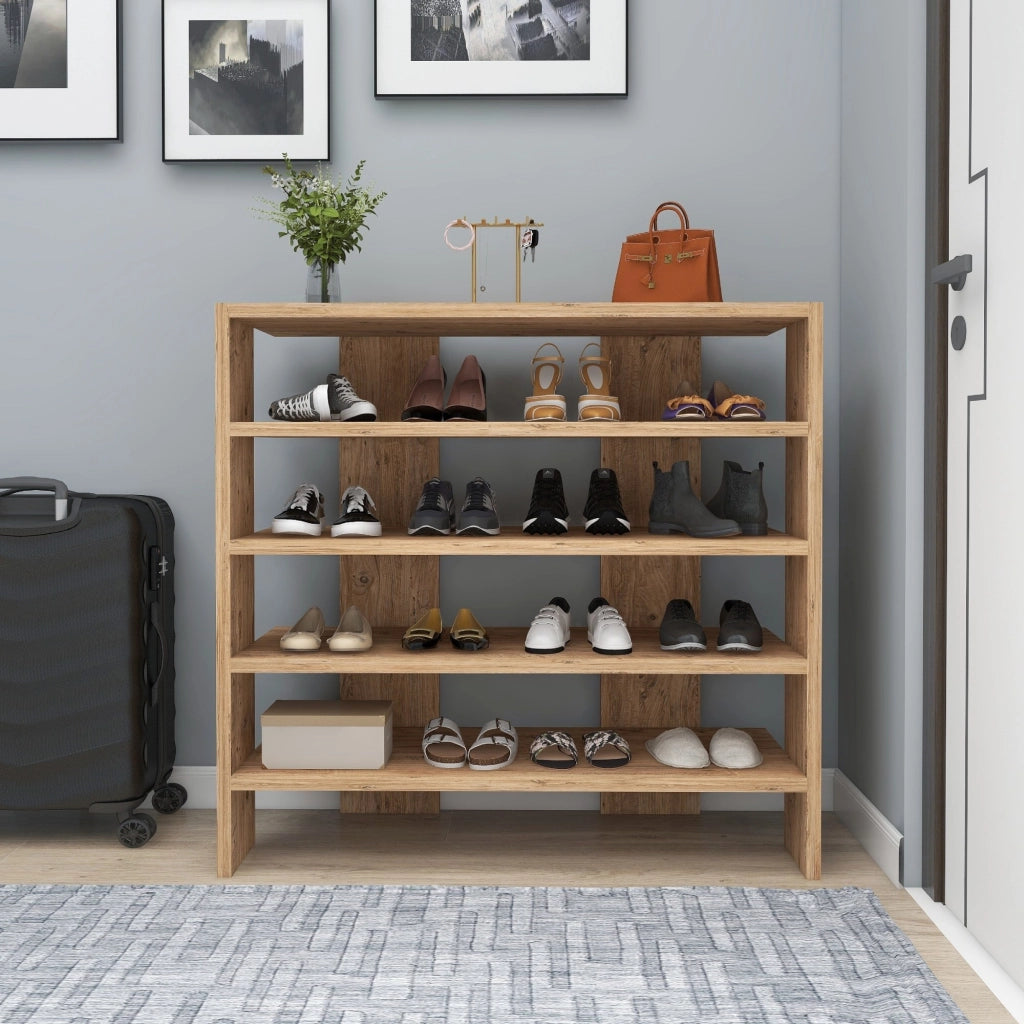 Mobile Portascarpe Offida, Scarpiera 16 Paia, 76x31x72h cm Marrone Rovere Nodi