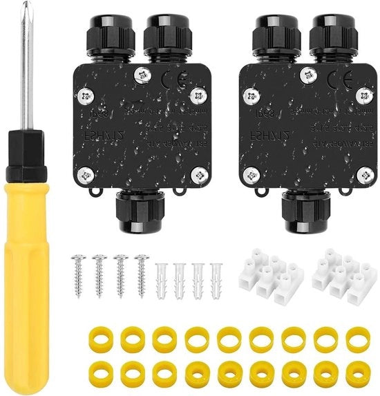 Scatole per cavi acqua resistenti IP68 per uso outdoor - 2 pezzi - diametro cavo 4-15mm - connettore cavo