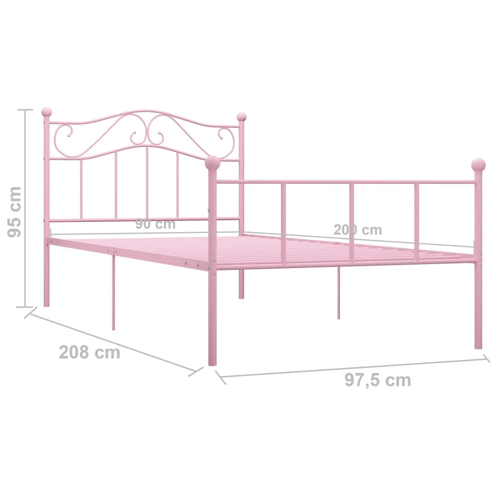 Giroletto-Struttura Letto Rosa in Metallo 90x200 cm 977582