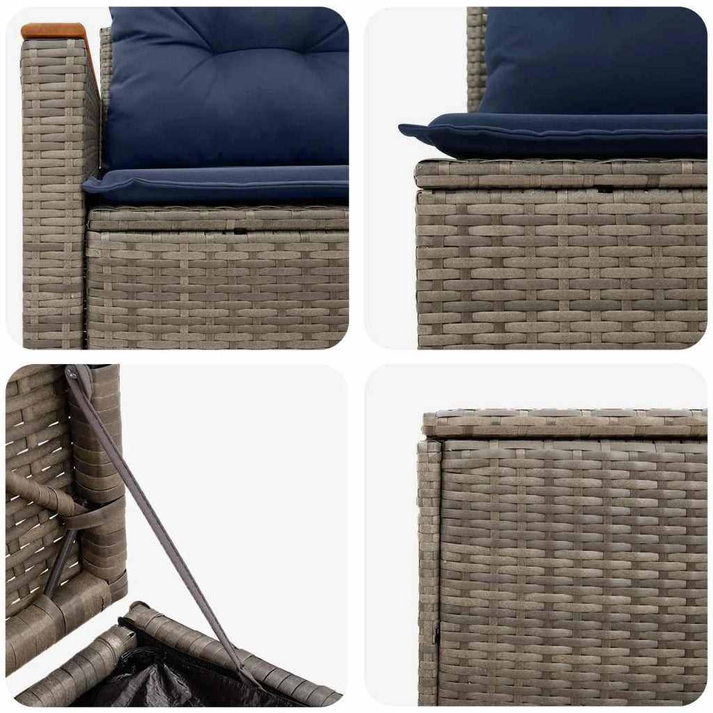 Set di divani 5 pz Grigio e Blu Navy Rattan sintetico e Acciaio 3447935