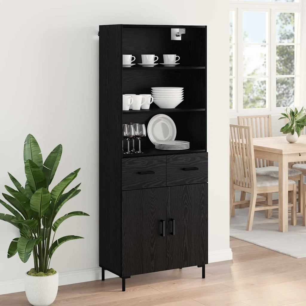 Credenza Rovere Nero 69,5 x 34 x 180 cm Legno multistrato