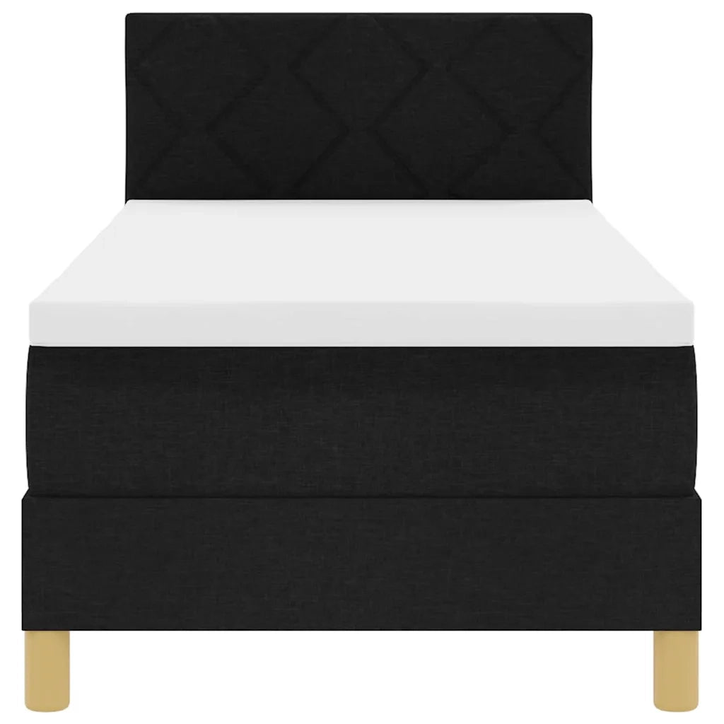 Letto singolo | Letto per adulti | Letto a molle con cuscino con testiera Nero 80 x 200 cm Tessuto