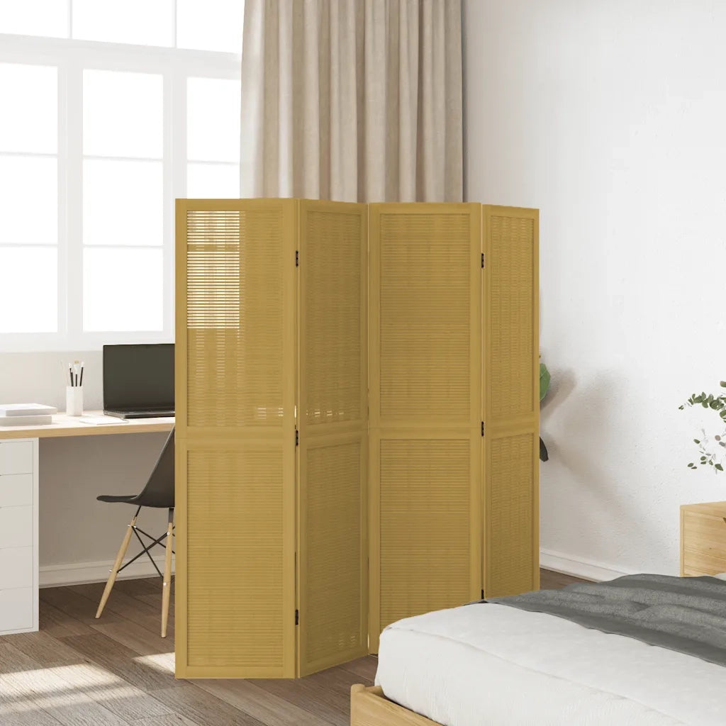 Divisorio Ambienti | Divider per stanze | Paravento 4 Pannelli Marrone Legno Massello Paulownia