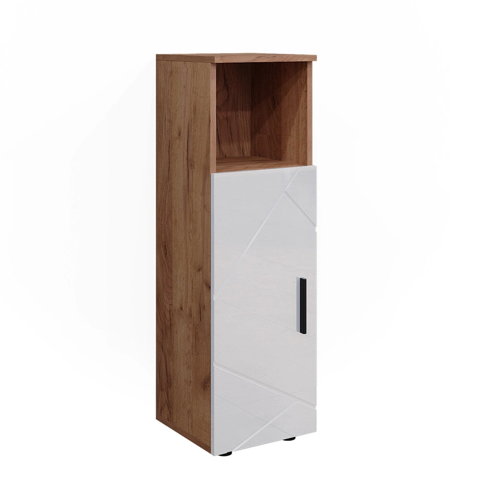 Mobiletto bagno Irma Bianco lucido/Rovere dorato 30 x 95 cm Vicco