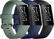 Set di bracciali sportivi per Fitbit Charge 4/Charge 4 SE/Charge 3 SE - Silicone - Morbido e regolabile - 3 pezzi - Uomo e donna - S, nero/blu/verde avocado