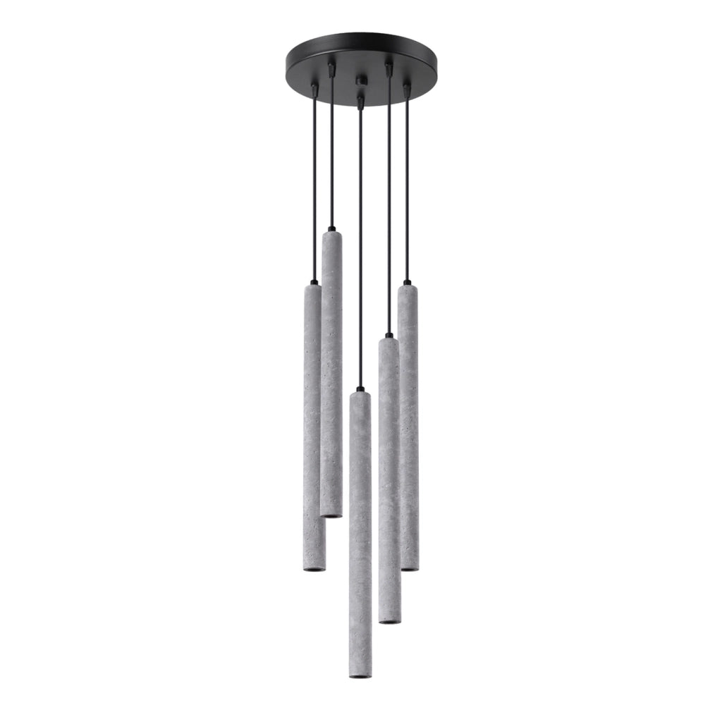 Lampada a sospensione tonda cemento grigio 5xG9 Velino