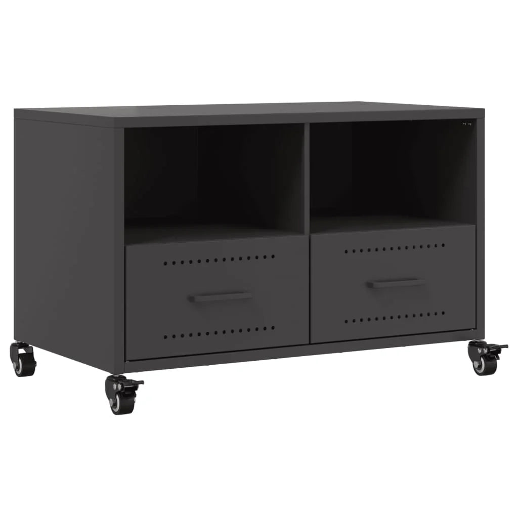 Mobile TV multimediale mensola TV credenza TV adatto per sala da pranzo soggiorno camera da letto 68 x 39 x 43,5 cm acciaio nero 02_0026153