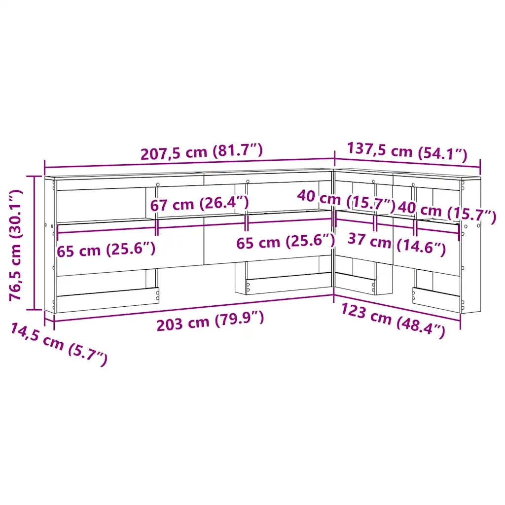 vidaXL Testata contenitore Grigio cemento 120 cm Legno multistrato