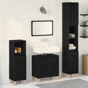 Set di Mobili da Bagno in 3 Pezzi Rovere Nero Legno Ingegnierizzato