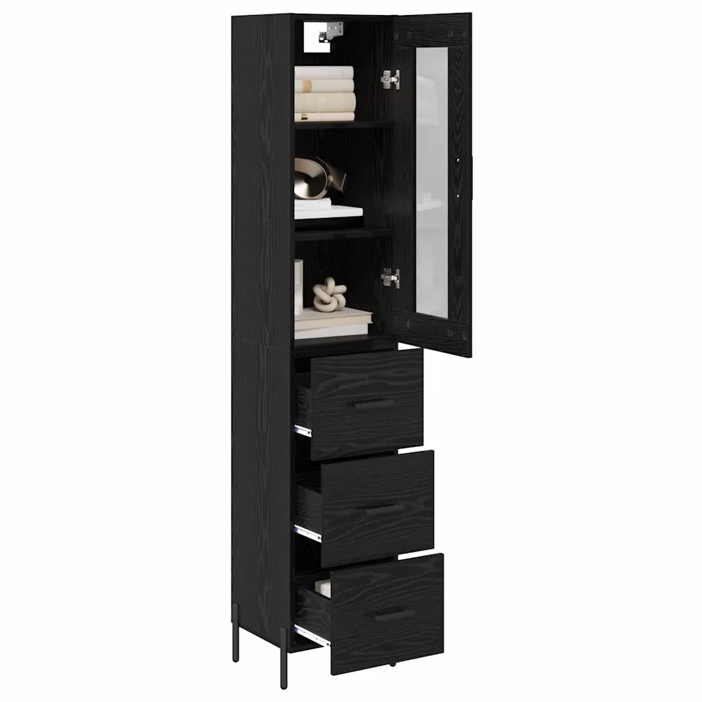 Credenza-Buffet-Armadio da cucina Rovere Nero 34,5 x 34 x 180 cm Legno multistrato 830197